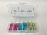 90PC NYLON INSULATED BUTTED SEAM BUTT CONNECTOR ASSORTMENT - 30EA: 22-18 PINK, 16-14 BLUE &amp; 12-10 YE